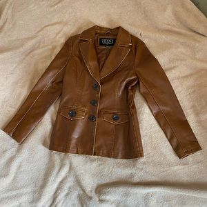 Vintage faux leather button up coat